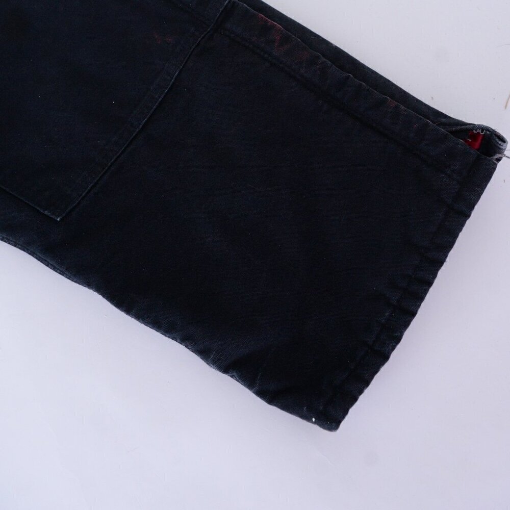 Vintage 80s Carhartt Black Distressed Red Quilt Lined Double Knee Overalls 44x30 - Picture 7 of 16